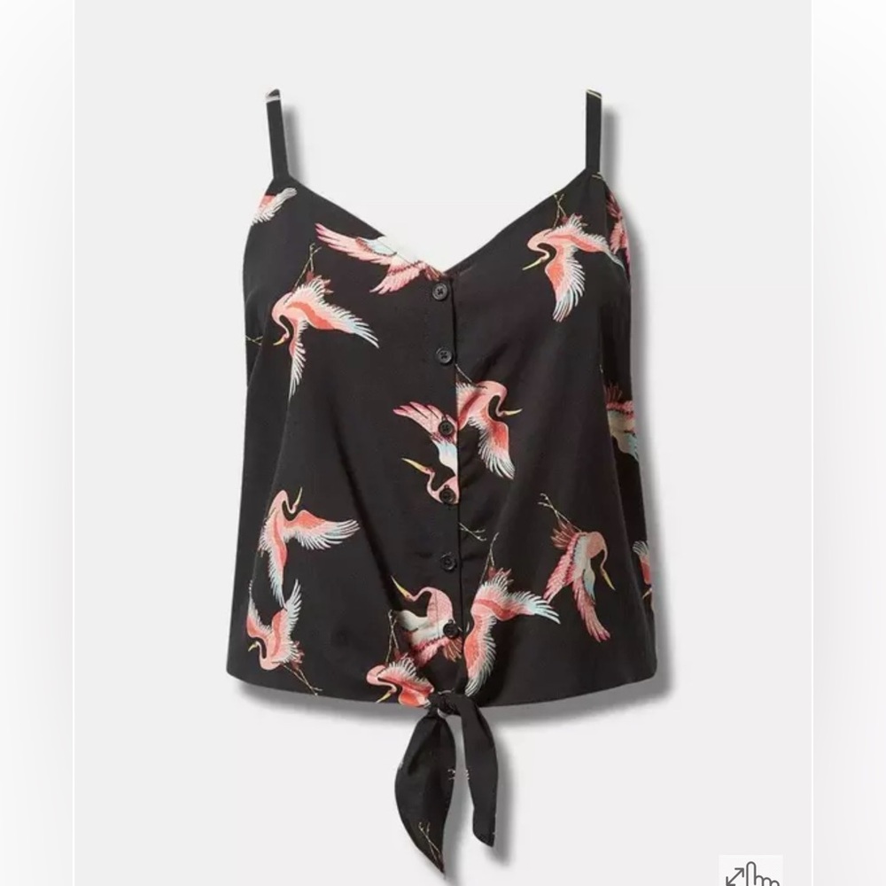 Torrid Challis Button Down Tie Front Crop Size 2